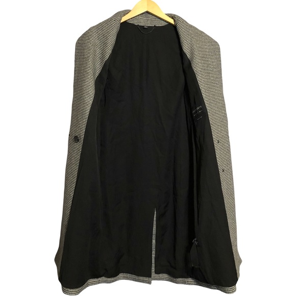 All Saints Paityn Check Coat Womens 2 Italian Wool Black Gray Lined - Picture 3 of 16